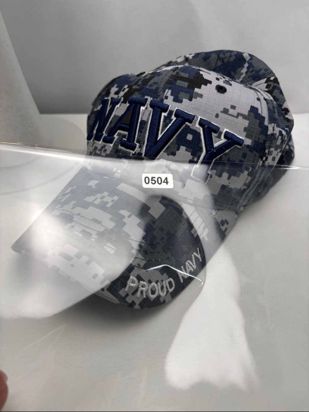 NAVY Digital Camo Baseball Cap - Blue Gray #0504 - Picture 9 of 9